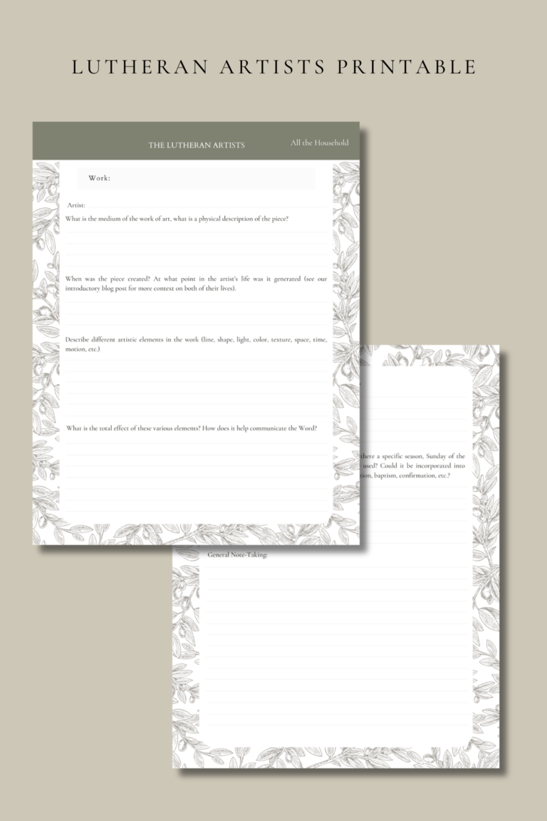 The Lutheran Artists Printable